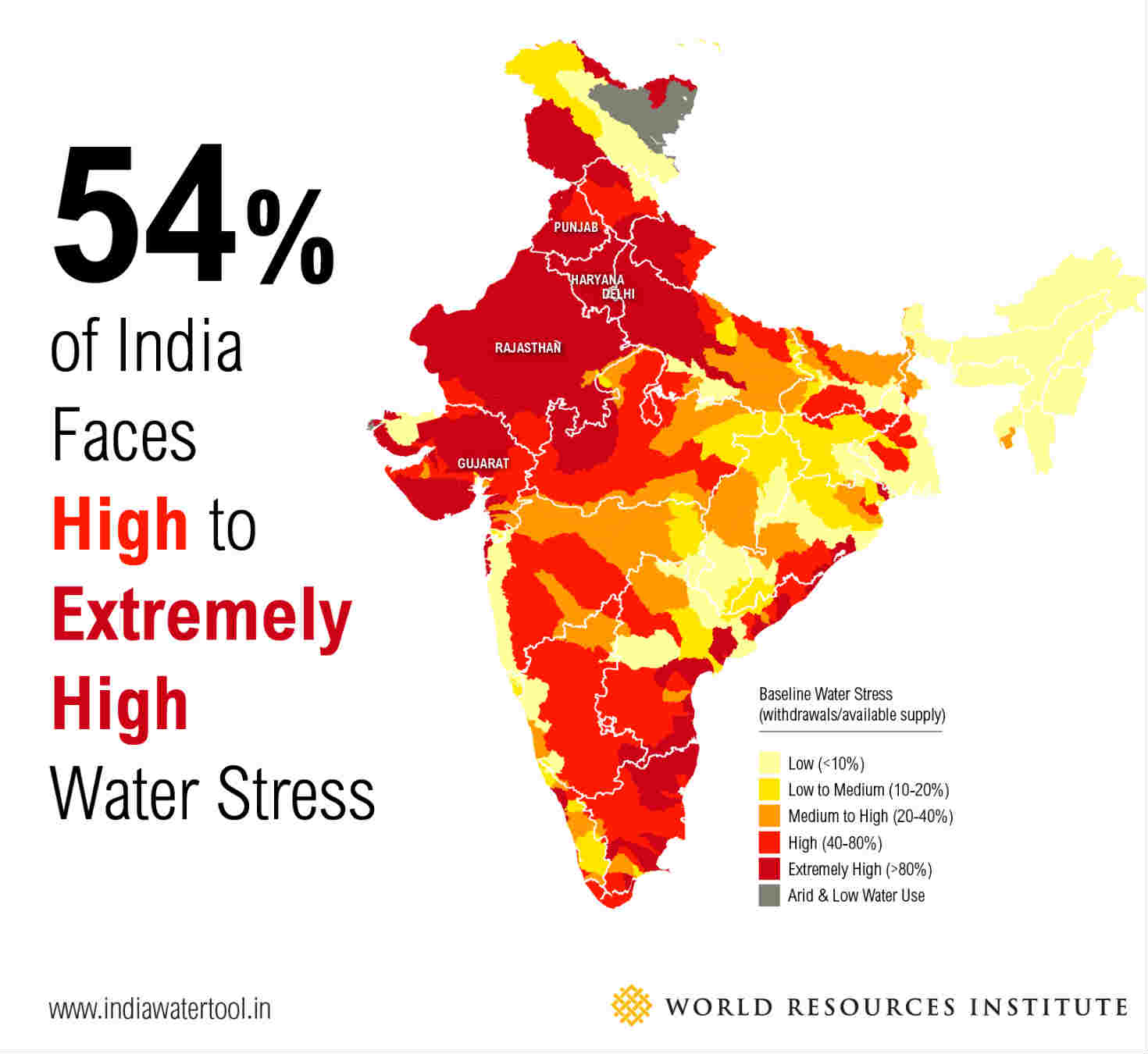 WRI map of competition for surface water in India