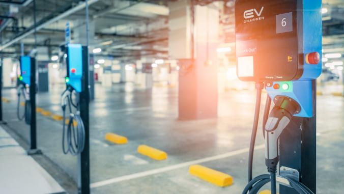 EV charging infrastructure in a garage