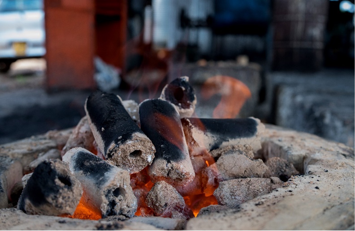 Charcoal briquettes made from agricultural waste.