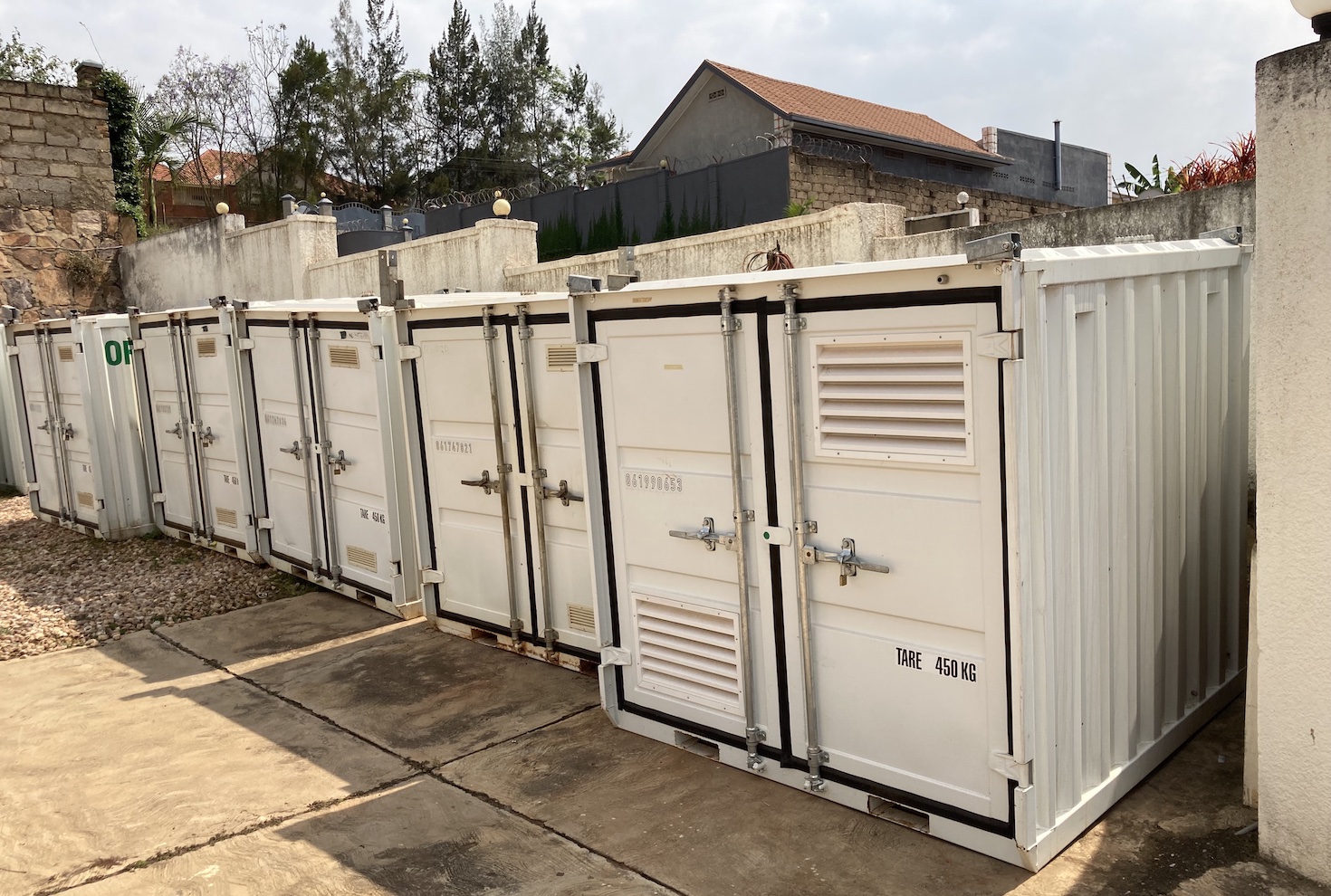 OffGridBoxes (“Boxes”) ready for deployment at the Rwandan headquarters. Photo by Sam Miles