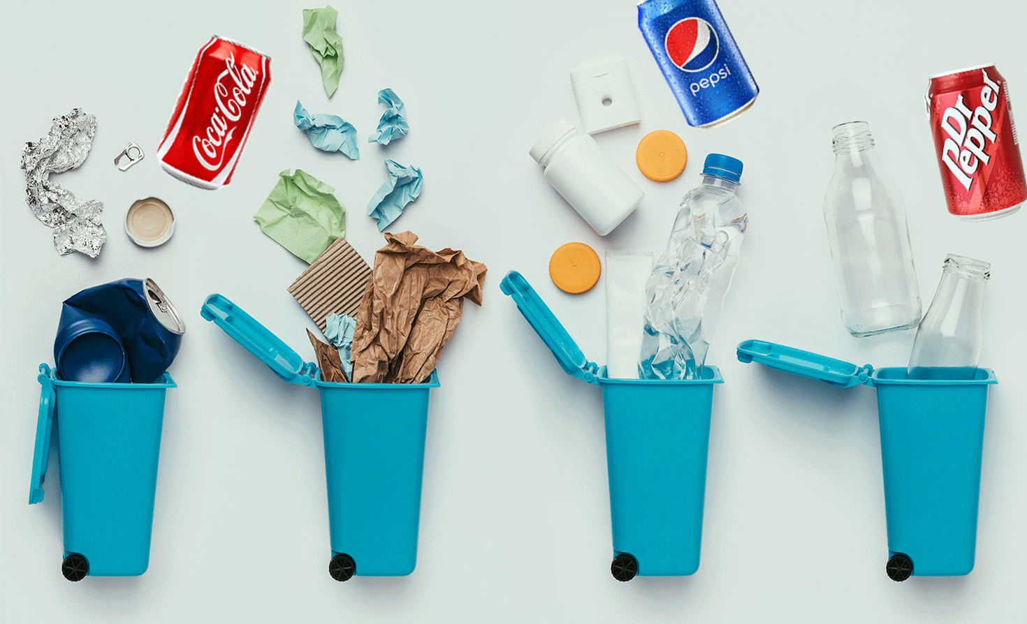 recycling items with soda bottles