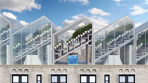 Edenworks' vision of rooftop aquaponic greenhouses. 