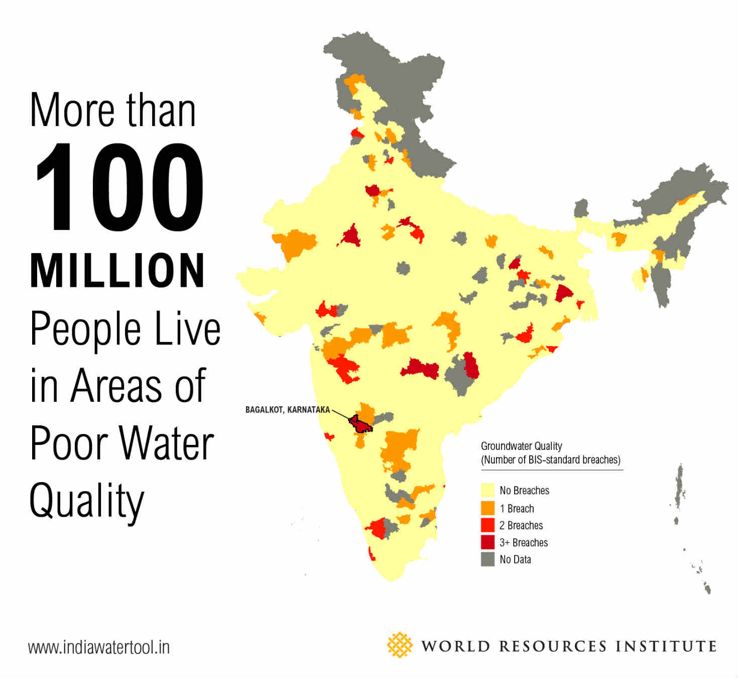 WRI map of poor water quality in India