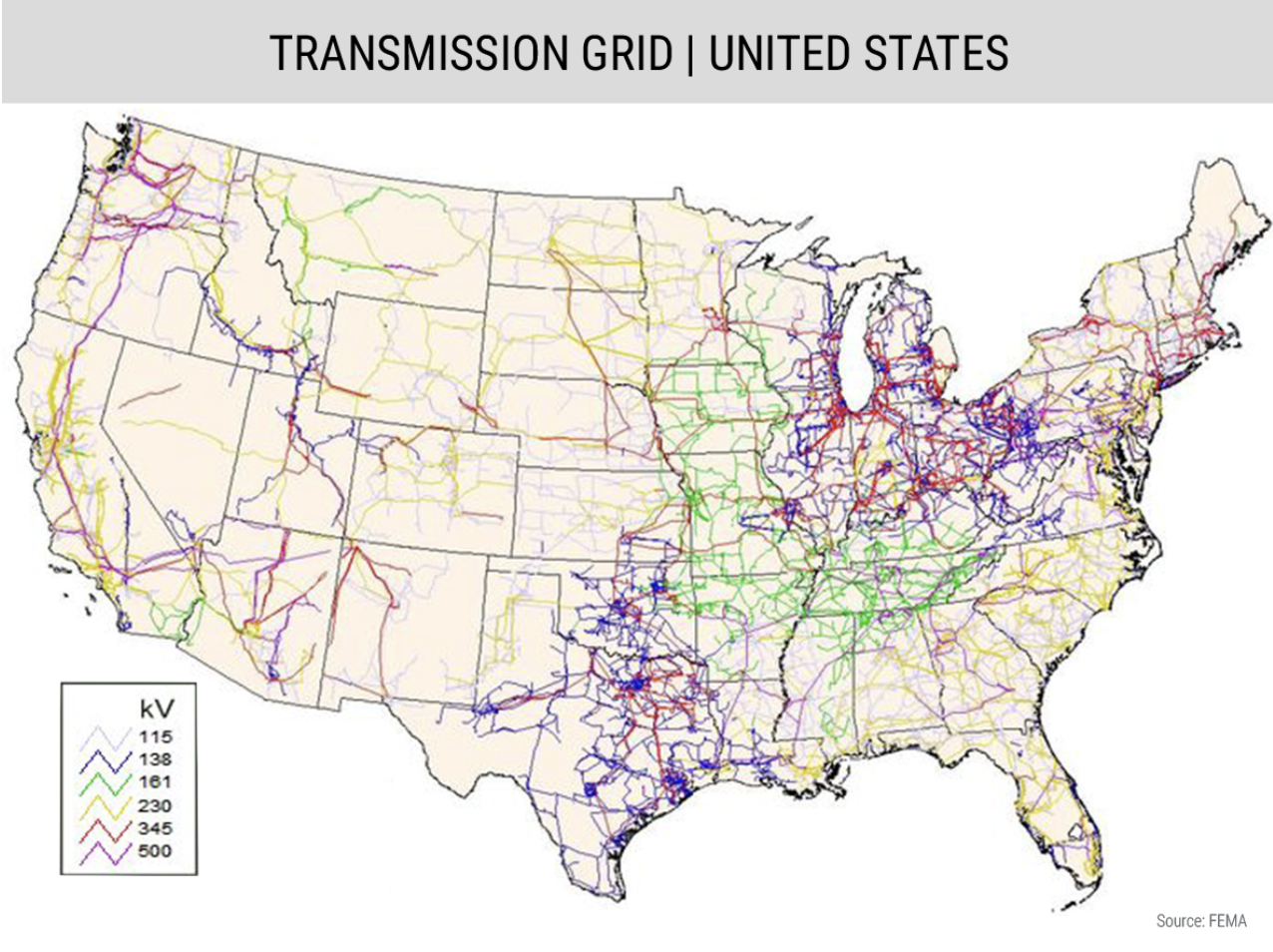 map of U.S. electrical grid