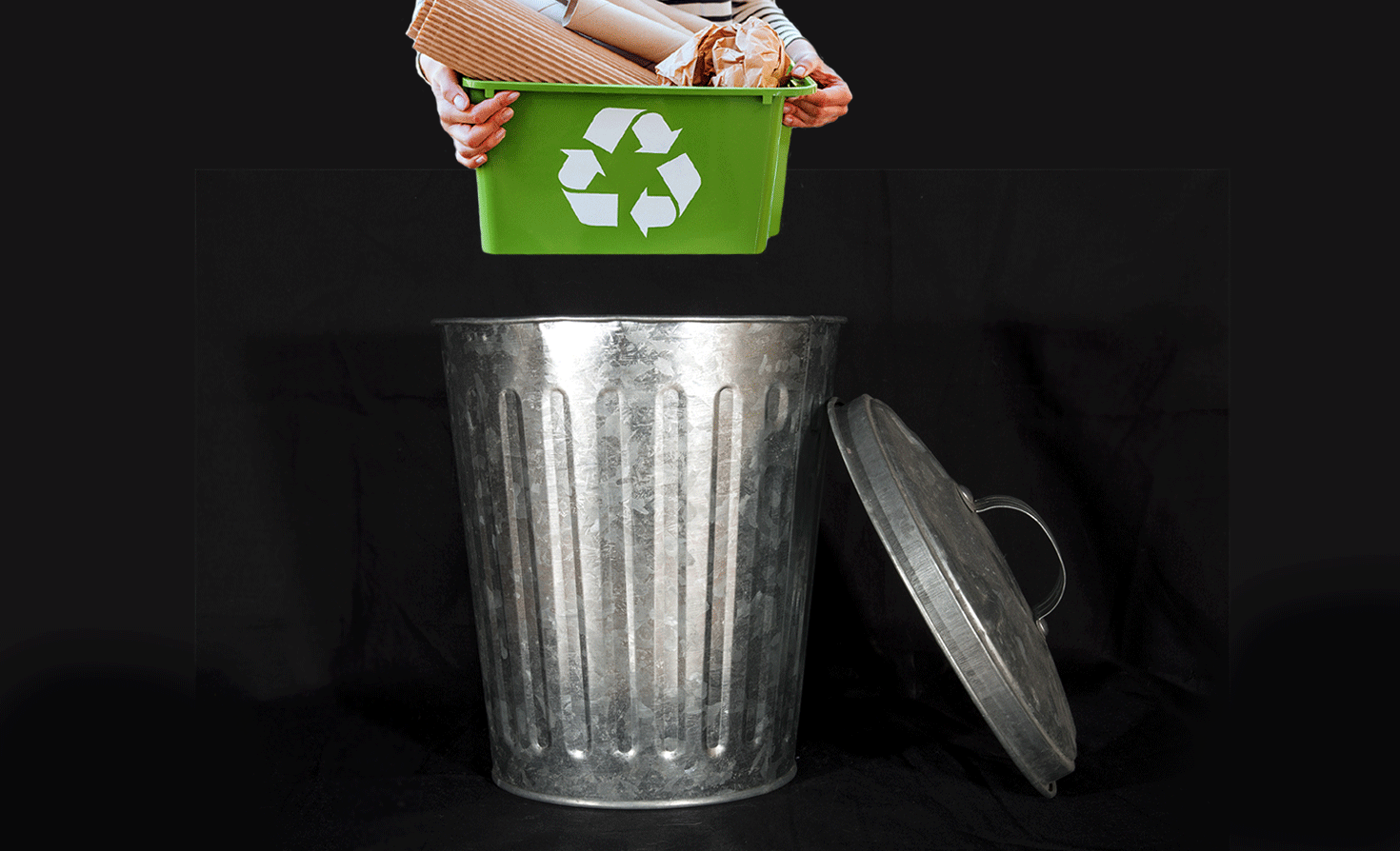 putting recycling in the trash