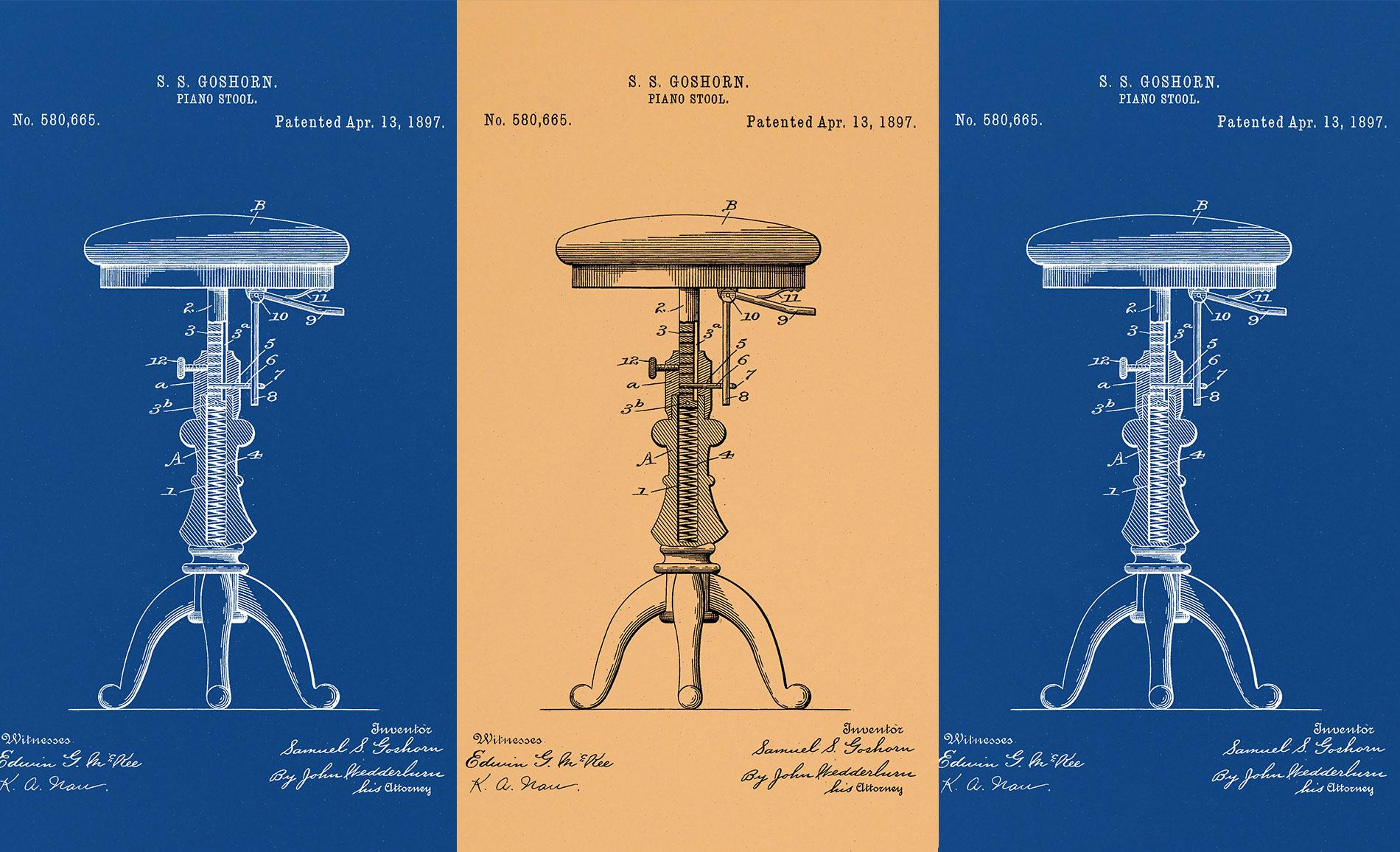 Blueprint of a 3-legged stool