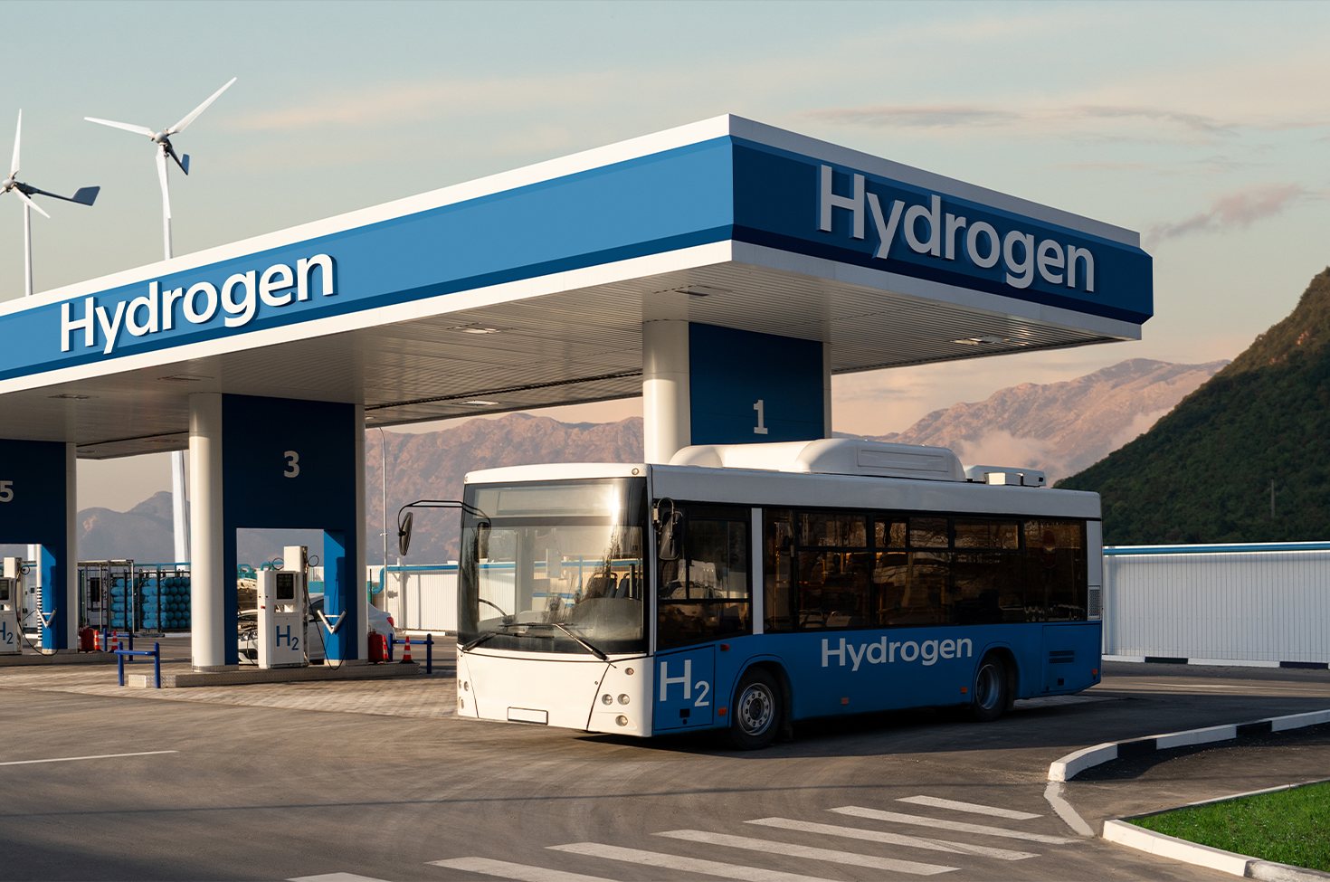 hydrogen gas station and bus