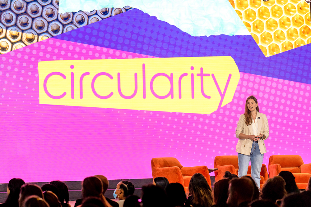 Sortile CEO Constanza Gomez speaks on stage during Circularity 22 Accelerate competition. 