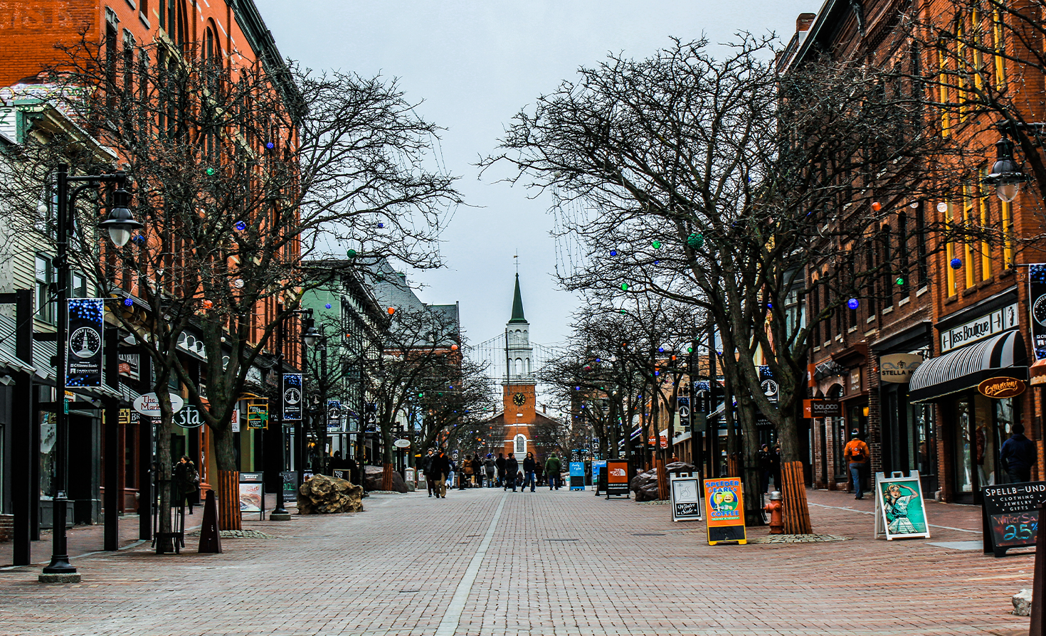 Church Street in Burlington, Vermont. Image via Shutterstock/Louisen.