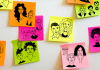 Sticky notes with faces