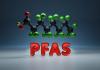 PFAS - Per- and poly-fluoroalkyl substances - 3D molecule conformer. 3D Illustration