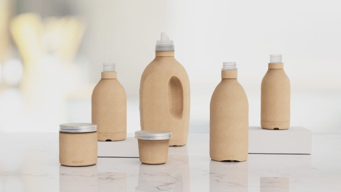 Set of paper bottle packaging.