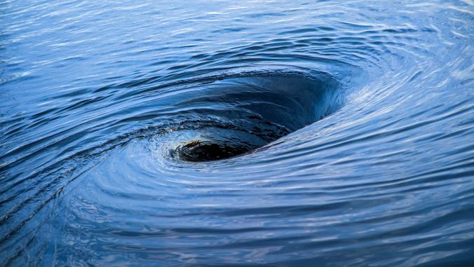 Large whirlpool in a body of water