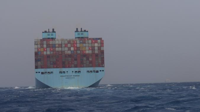  Container ship Maastricht Maersk heading north up the Red sea toward the Suez Canal in October 2023