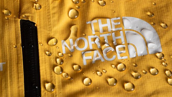 North Face logo on yellow fabric